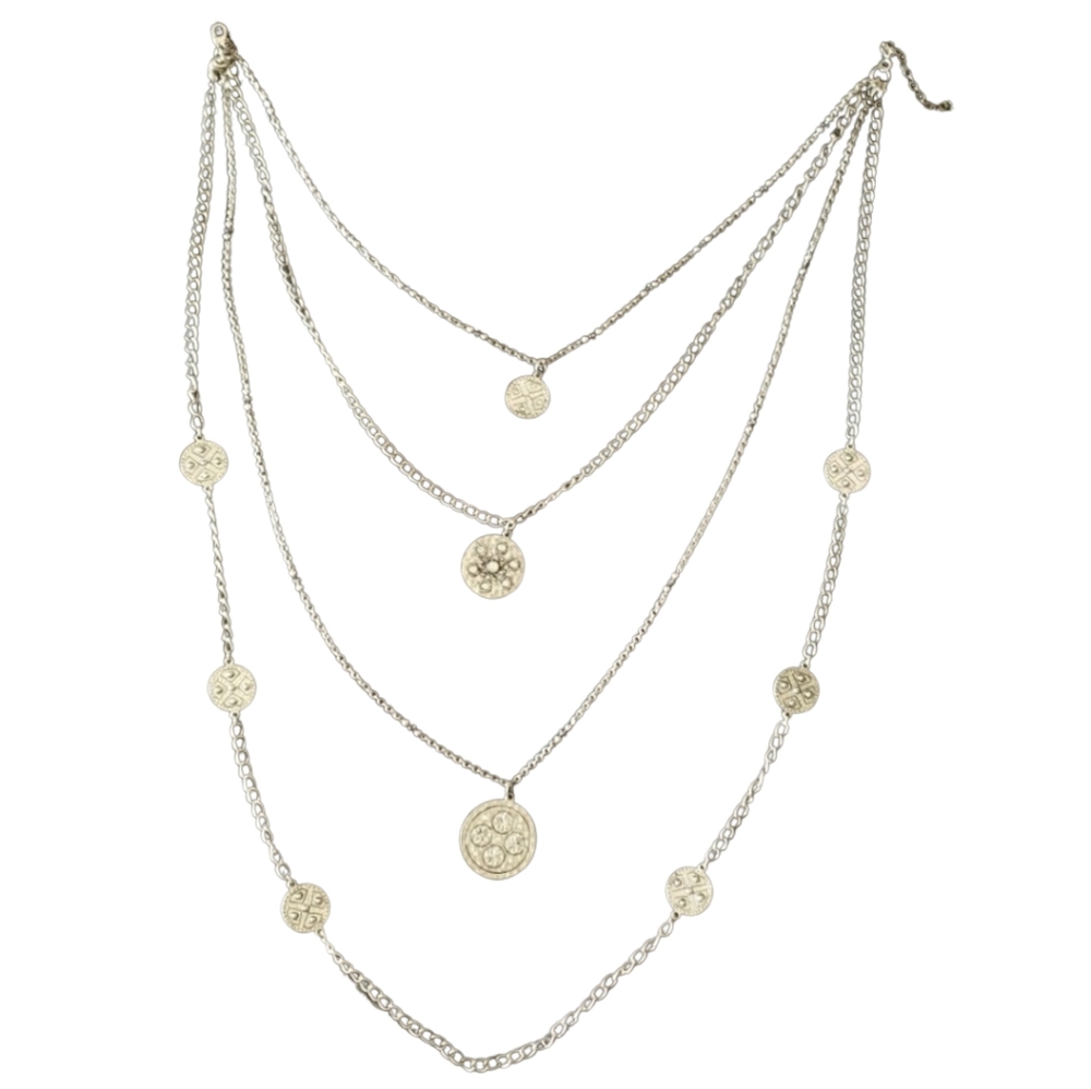 2/$20 Stunning multi layer silver rhinestone necklace